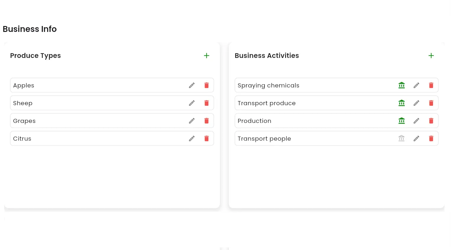 Customize Business Inputs